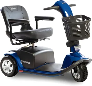 Pride Mobility Victory 10 3-Wheel Scooter - Comfort Mobility for Adults, 40 Ah Battery, 400 Lbs Weight Capacity, Viper Blue, 18"x17" Foldable seat - SC610