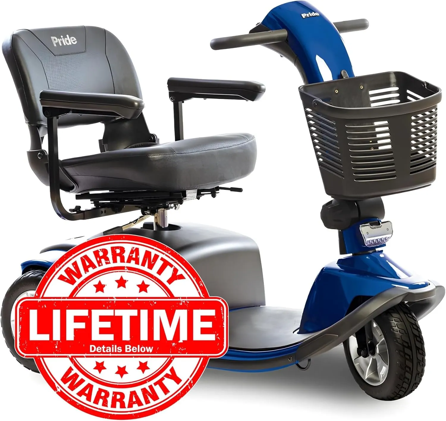 Pride Mobility Victory 10 3-Wheel Scooter - Comfort Mobility for Adults, 40 Ah Battery, 400 Lbs Weight Capacity, Viper Blue, 18"x17" Foldable seat - SC610