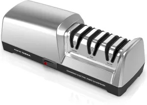Professional Electric Knife Sharpener, 3-Stage with 100% Diamond Abrasives and Precision Angle Guides, Kitchen Knife Sharpener with Sharpening and Polishing Function