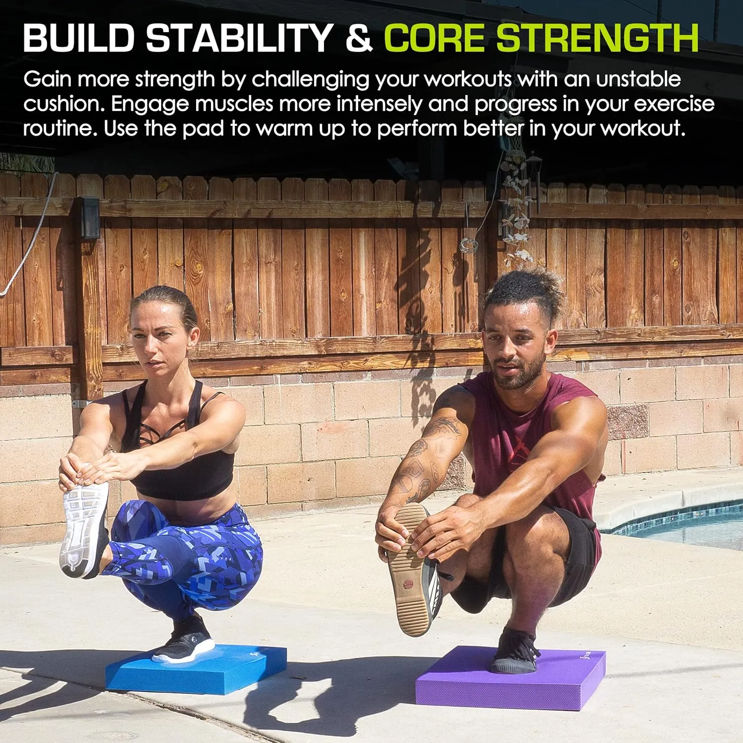 ProsourceFit Exercise Balance Pad – Large Cushioned Non-Slip Foam Mat & Knee Pad for Fitness, Stability Training, Physical Therapy, Yoga 15"x19"
