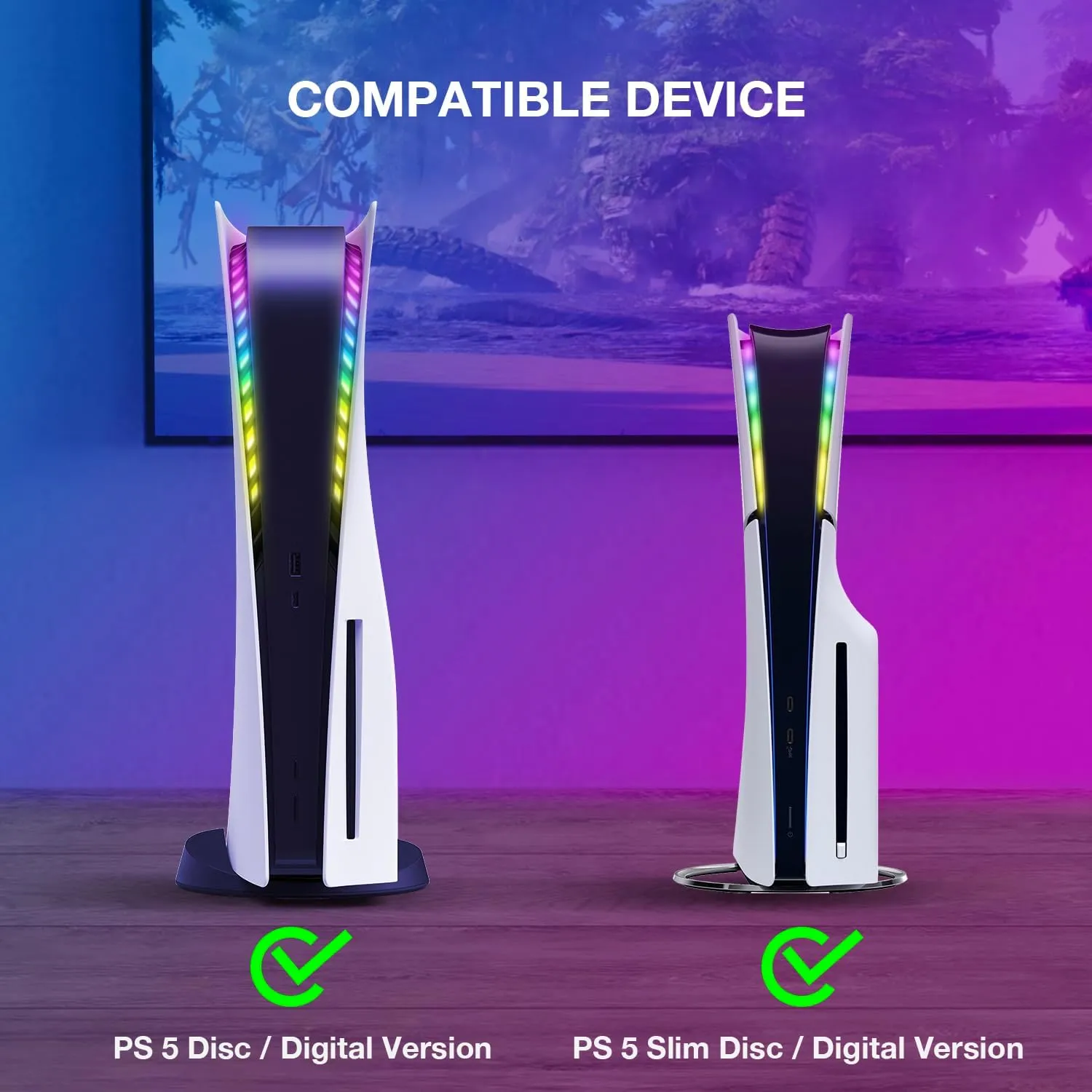 PS5 LED Light Strip, RGB Ring LED Lights Kit Accessories Compatible with PS5 Slim Console Digital Edition & Regular Edition