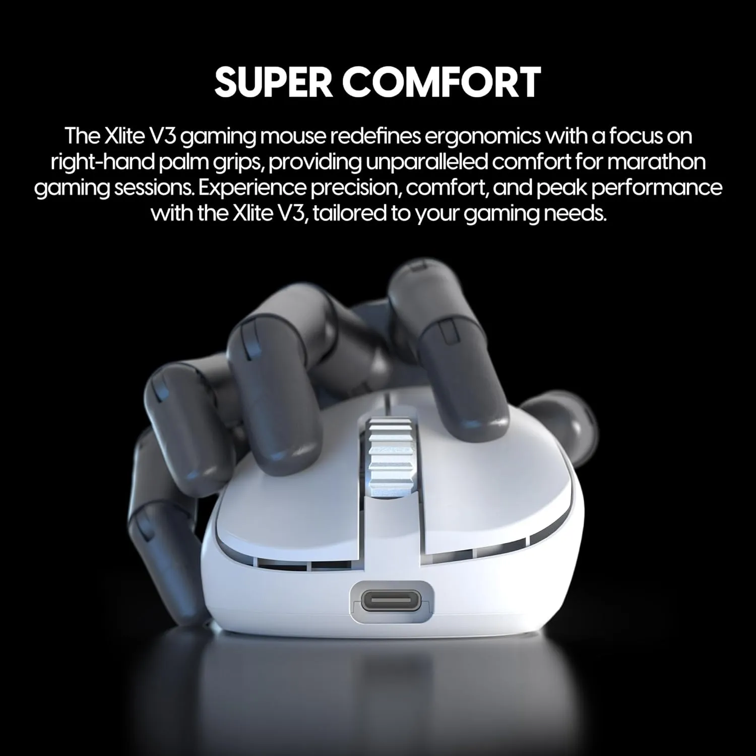 Pulsar Gaming Gears - Xlite V3 ES Wireless Gaming Mouse, Limited Edition, Ergonomic, Optical Switch, OLED Display, Driverless, PAW3395 Sensor, 100H Battery, 4K dongle Included (Medium, White)