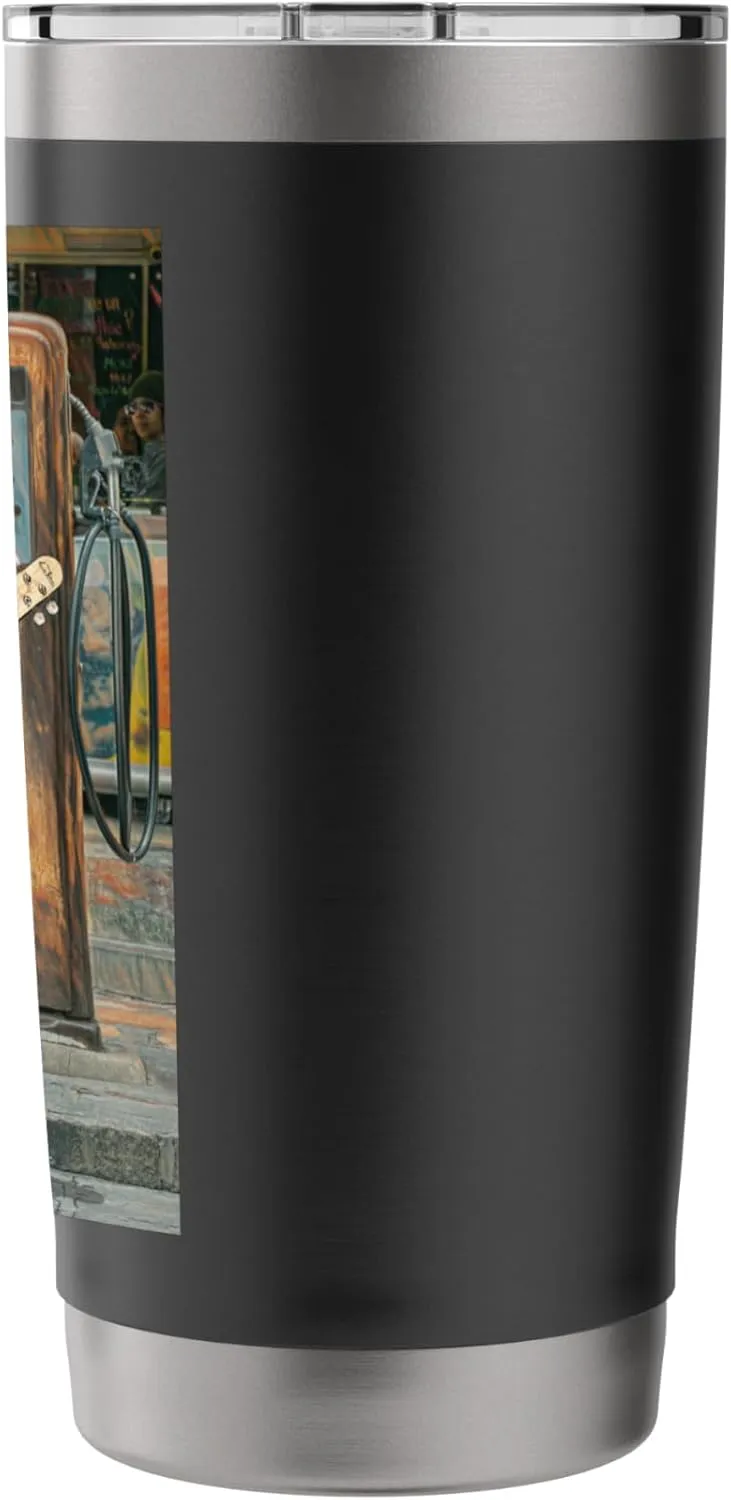 Raccoon Guitar Player Vintage Coffee Guitar Gas Pump Pop Art Stainless Steel Insulated Tumbler