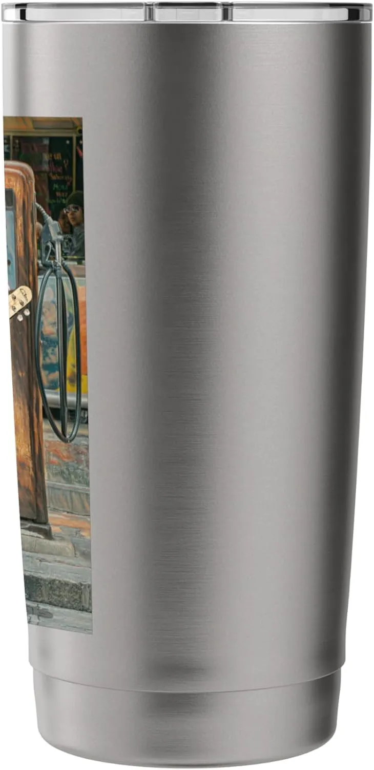 Raccoon Guitar Player Vintage Coffee Guitar Gas Pump Pop Art Stainless Steel Insulated Tumbler