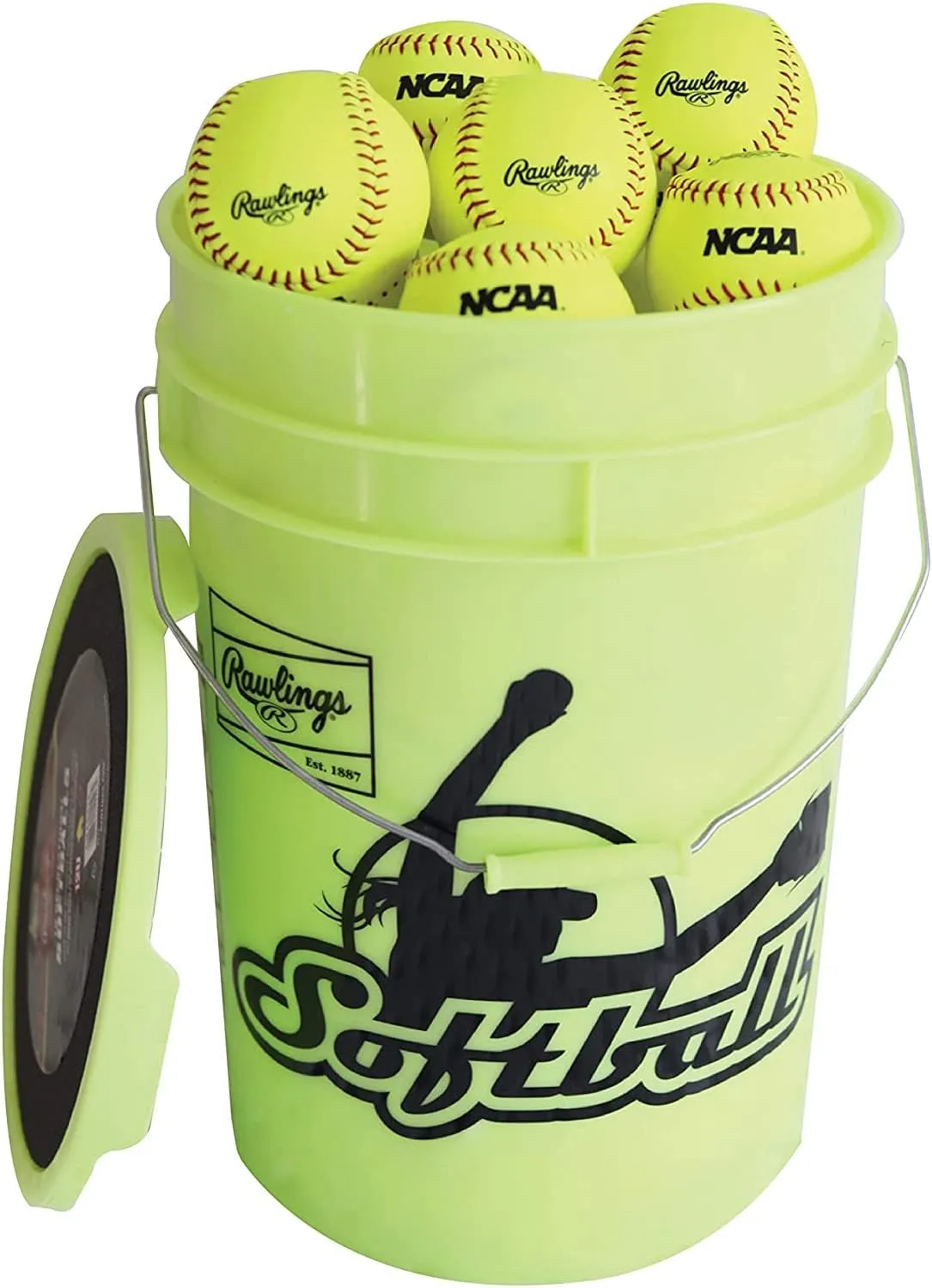 Rawlings | Bucket of 18 Practice Softballs | Ages 12U | 12" | Synthetic Cover