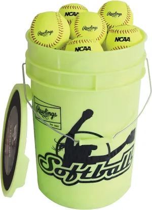 Rawlings | Bucket of 18 Practice Softballs | Ages 12U | 12" | Synthetic Cover