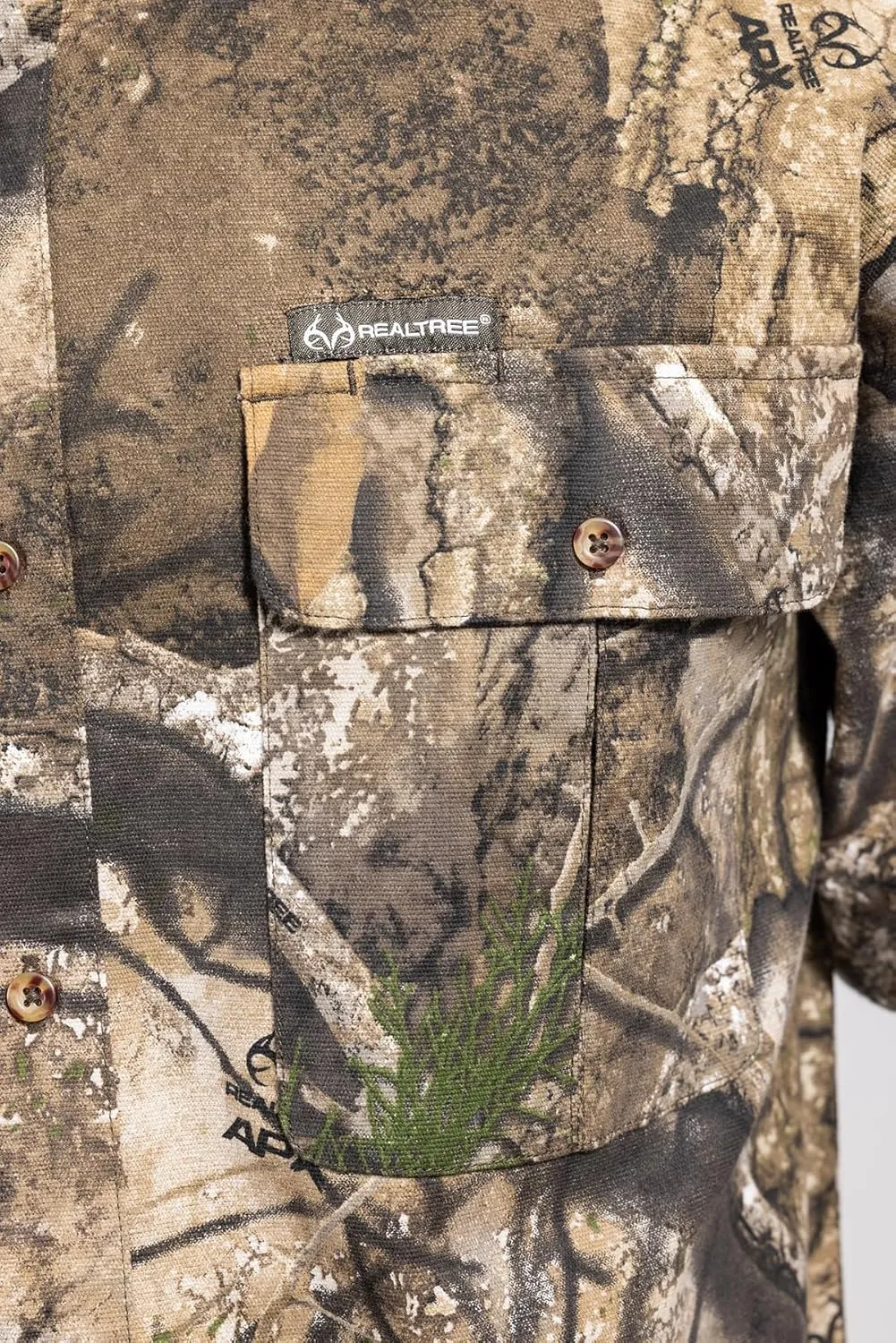 Realtree Men’s Long Sleeve Button Down Camp Shirt – Midweight, Cotton, Breathable Outdoor Shirt for Hunting and Fishing