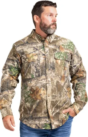 Realtree Men’s Long Sleeve Button Down Camp Shirt – Midweight, Cotton, Breathable Outdoor Shirt for Hunting and Fishing