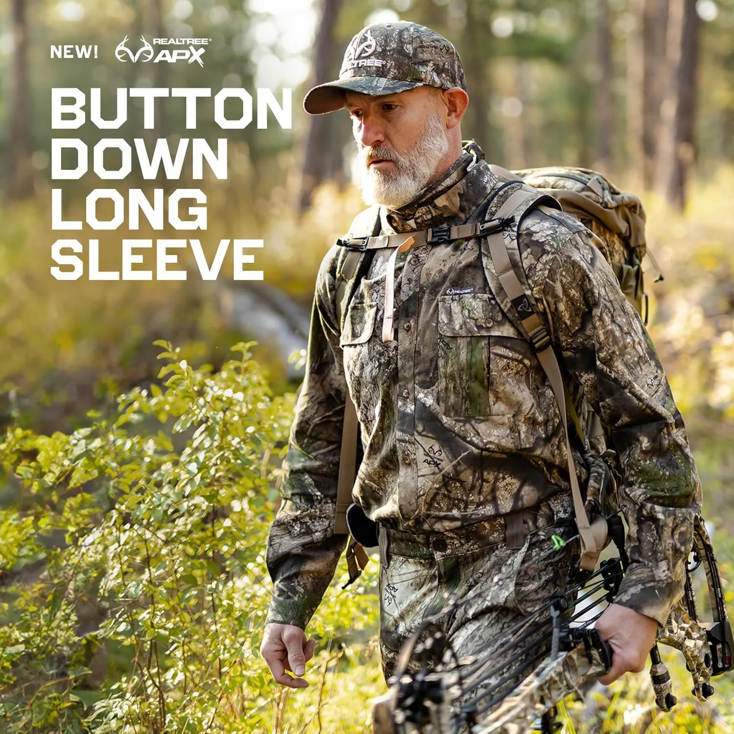 Realtree Men’s Long Sleeve Button Down Camp Shirt – Midweight, Cotton, Breathable Outdoor Shirt for Hunting and Fishing