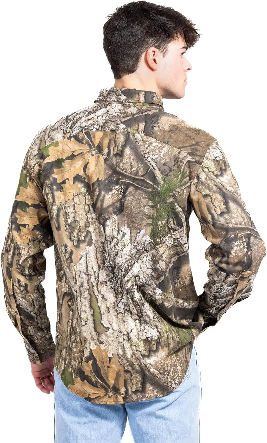 Realtree Men’s Long Sleeve Button Down Camp Shirt – Midweight, Cotton, Breathable Outdoor Shirt for Hunting and Fishing