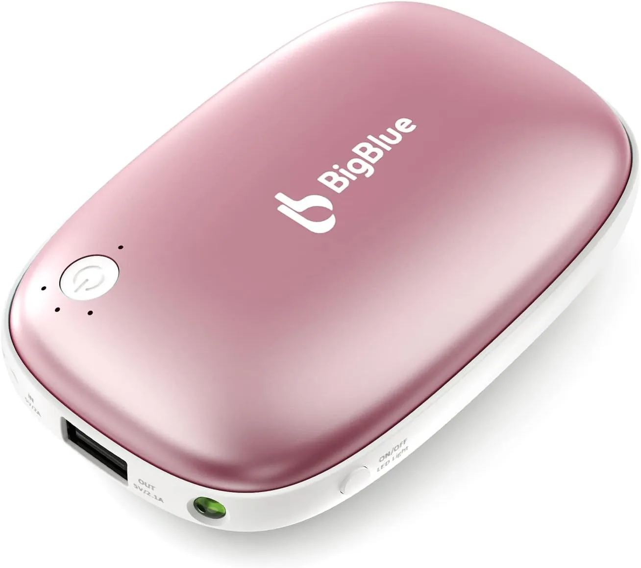 Rechargeable Hand Warmer 3-in-1, BigBlue 6000mAh Reusable Handwarmer with Emergency Light for Camping, Electric USB Hand Warmer Powerbank for Hunting, Pocket Heater for Ski, Golf, Gifts for Girl/Men