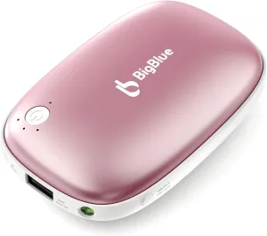 Rechargeable Hand Warmer 3-in-1, BigBlue 6000mAh Reusable Handwarmer with Emergency Light for Camping, Electric USB Hand Warmer Powerbank for Hunting, Pocket Heater for Ski, Golf, Gifts for Girl/Men