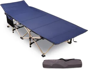REDCAMP Folding Camping Cots for Adults Heavy Duty, 28" Extra Wide Sturdy Portable Sleeping Cot for Camp Office Use, Blue
