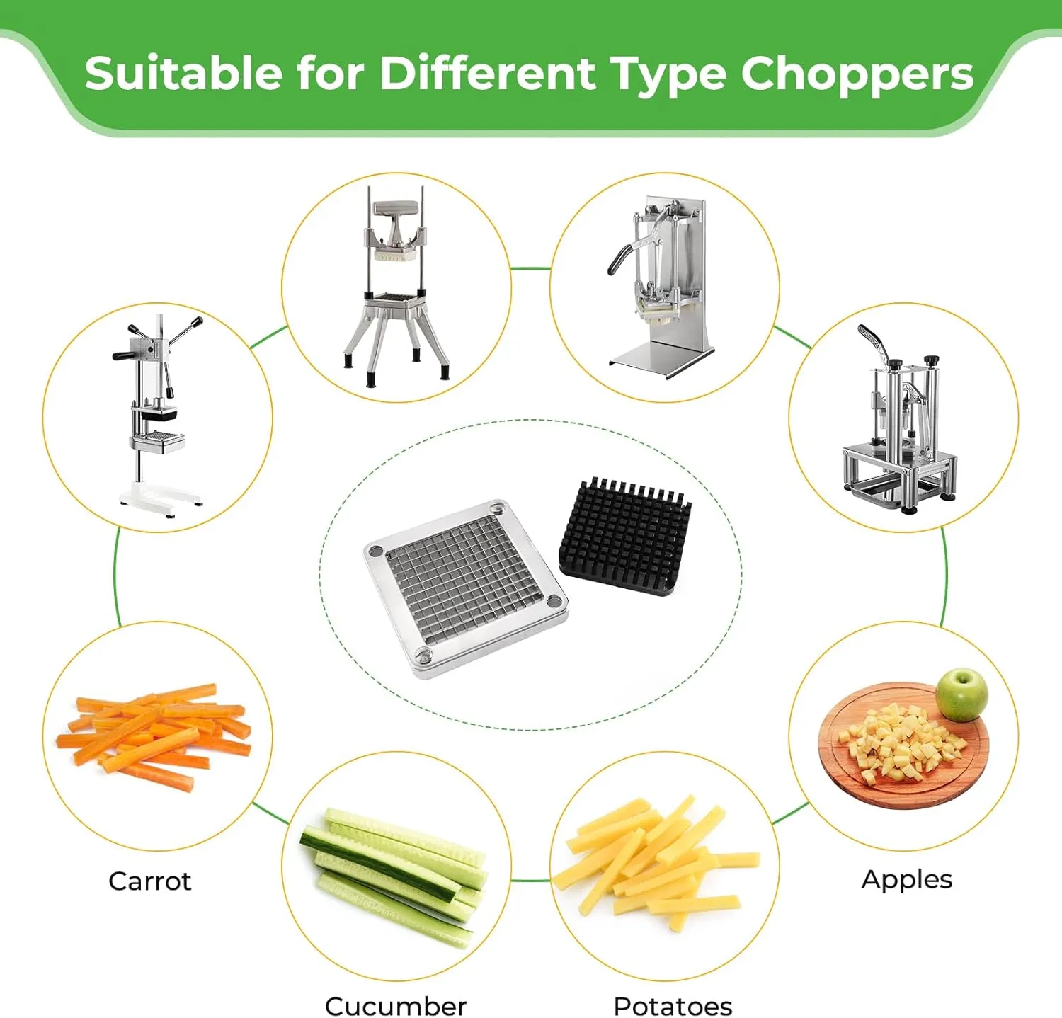 Replacement Chopper 1/4" Blade Commercial Vegetable Chopper Dicer Stainless Steel Blade for Fruit Cutting Machine Tomato French Fries Cutter