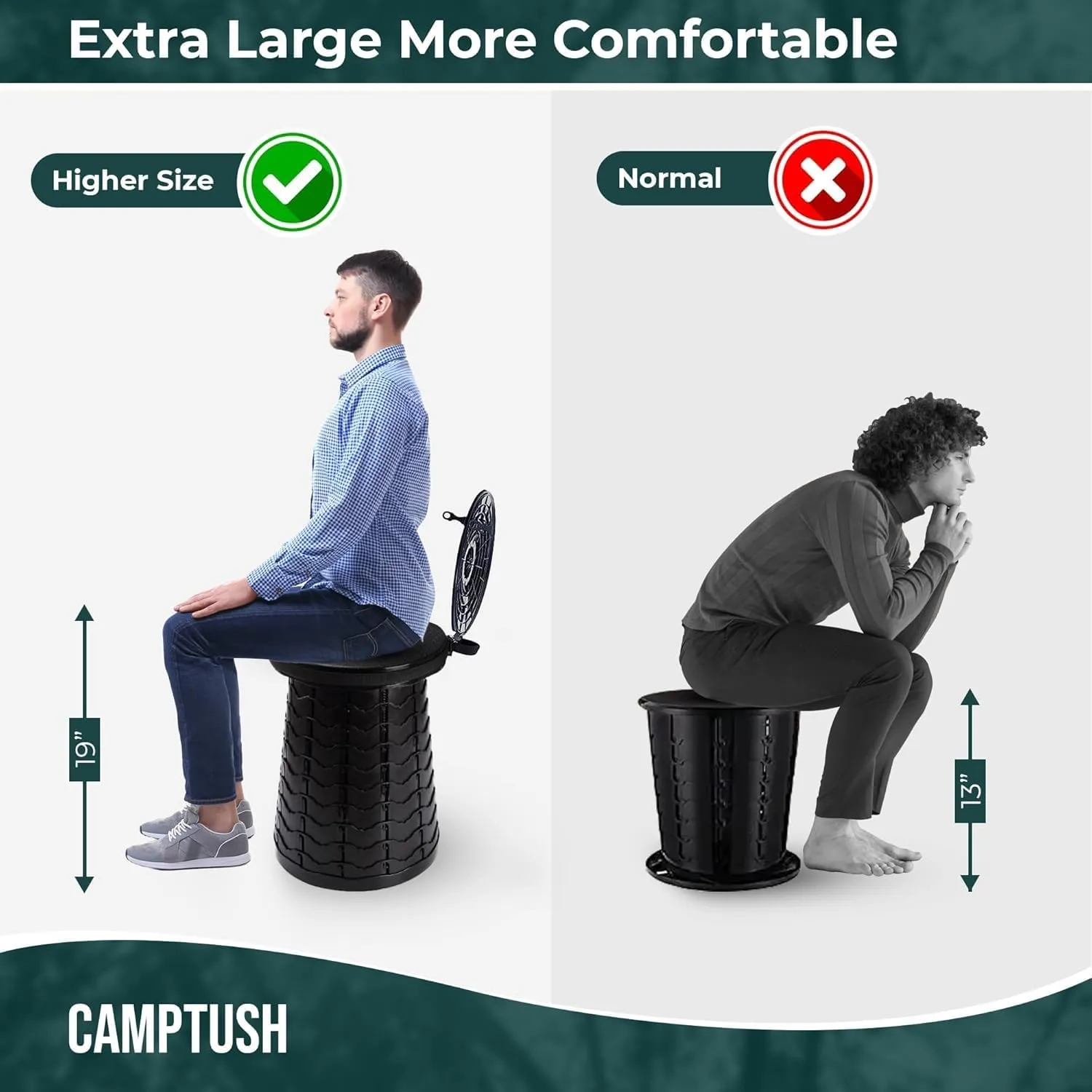 Retractable Portable Toilet for Camping - Large & Height Adjustable - Foldable Camping Toilet for Hiking/Travel | Portable Potty for Adults, Kids and Outdoor Car Camp