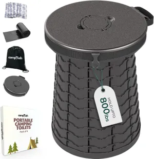 Retractable Portable Toilet for Camping - Large & Height Adjustable - Foldable Camping Toilet for Hiking/Travel | Portable Potty for Adults, Kids and Outdoor Car Camp