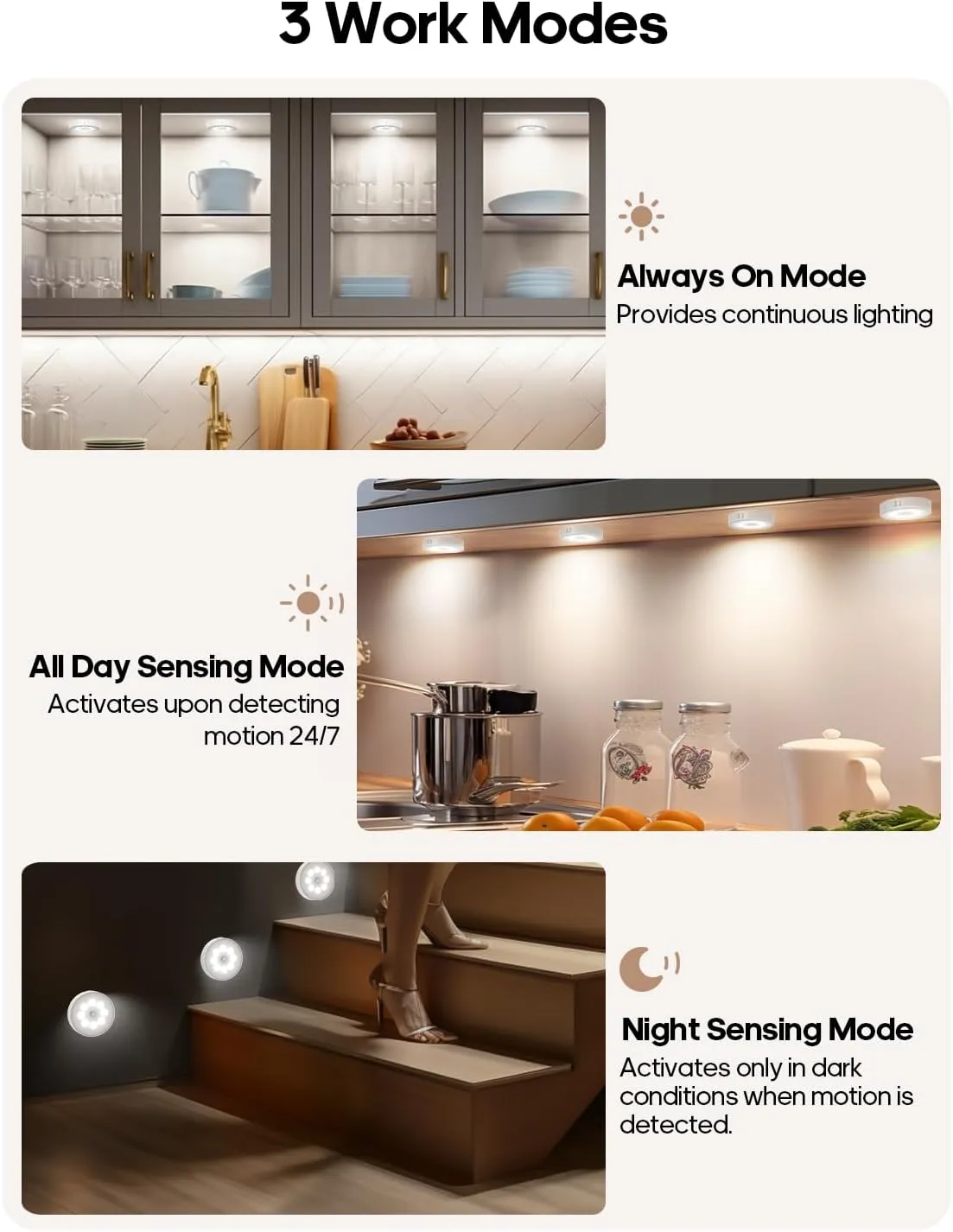 RGB Under Cabinet Lighting, LED Rechargeable Puck Lights with Remote, 13 Color Motion Sensor Lights Indoor, Dimmable Closet Lights Under Counter Lights for Shelf, Bedroom, Kitchen