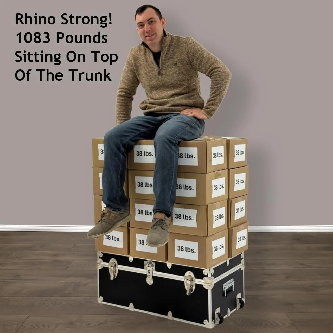 Rhino Trunk & Case Large Essential Summer Camp Trunk with Wheels - Camping Storage Chest - Ideal Footlocker for Campers - Strong 1000  Pound Sitting Capacity Trunks 32"x18"x14" (Pink)