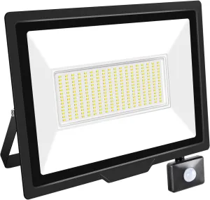 RIGIDON 200W Motion Sensor Light Outdoor 20000LM Super Bright LED Flood Outdoor Lights 6000K Daylight White IP66 Waterproof Security Lights for Garden, Garage, Yard, Sports Ground (White, 200W)