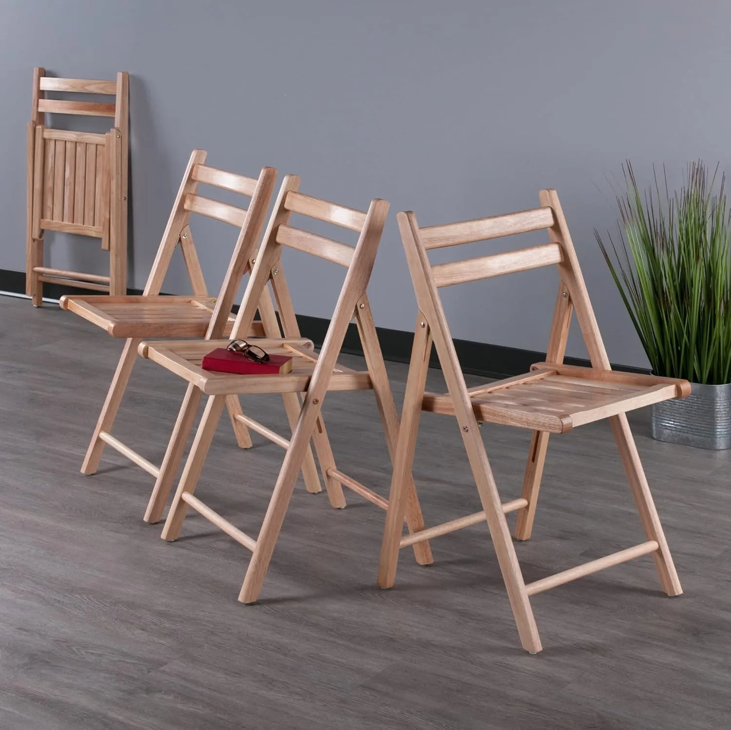 Robin 4-PC Folding Chair Set - Parent,Natural Finish, Set of 4, Wood