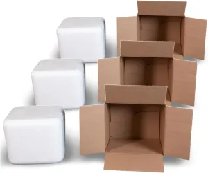 Robin II EPS Foam Cooler (Outside Dimensions: 9” x 8” x 7.5”) with Shipping Box - 3 Pack, Protective, Thermal, Insulated, Biodegradable, Recyclable, Shipping/Storage
