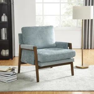 Roundhill Furniture Kelly Mid-Century Modern Velvet Accent Armchair, Blue