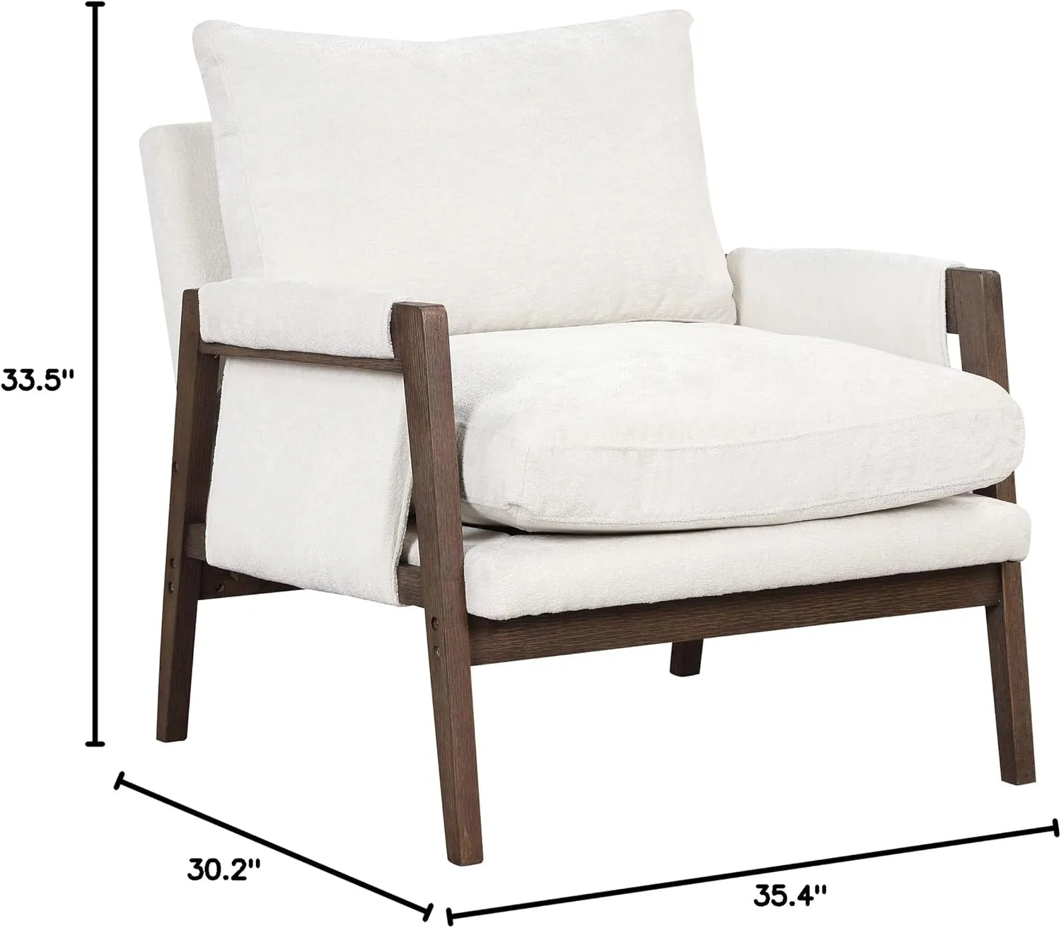Roundhill Furniture Kelly Mid-Century Modern Velvet Accent Armchair, White