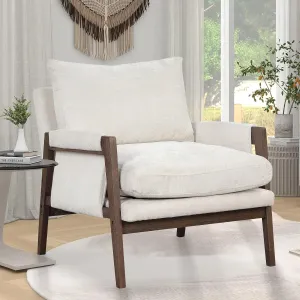 Roundhill Furniture Kelly Mid-Century Modern Velvet Accent Armchair, White