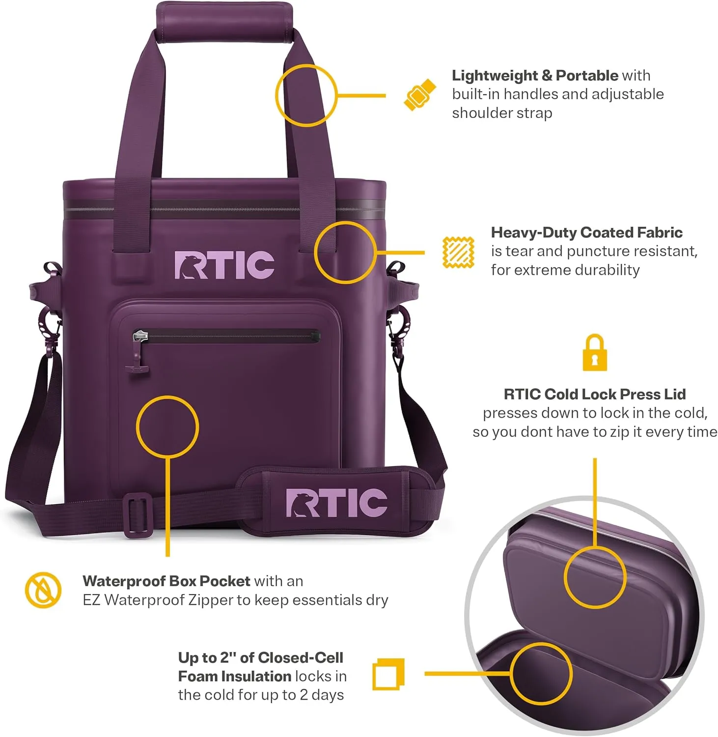 RTIC 20 Can Ultra-Tough Soft Cooler Pro, Insulated, Waterproof, Leak Proof, Portable Floating Bag for Beverage, Drink, Lunch, Outdoor, Beach, Car,Camping, Picnic, Fishing, Boat