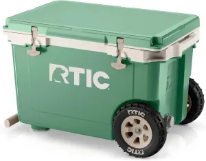 RTIC 52 Quart Ultra-Light Wheeled Hard Cooler Insulated Portable Ice Chest Box for Beach, Drink, Beverage, Camping, Picnic, Fishing, Boat, Barbecue, 30% Lighter Than Rotomolded Coolers