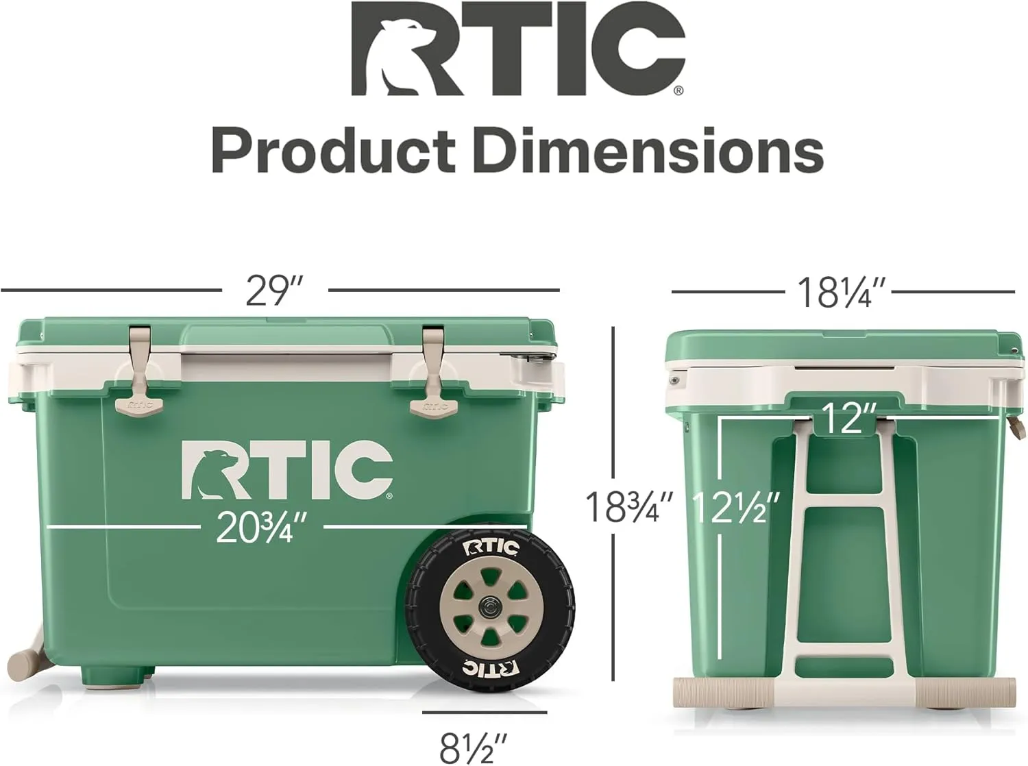 RTIC 52 Quart Ultra-Light Wheeled Hard Cooler Insulated Portable Ice Chest Box for Beach, Drink, Beverage, Camping, Picnic, Fishing, Boat, Barbecue, 30% Lighter Than Rotomolded Coolers
