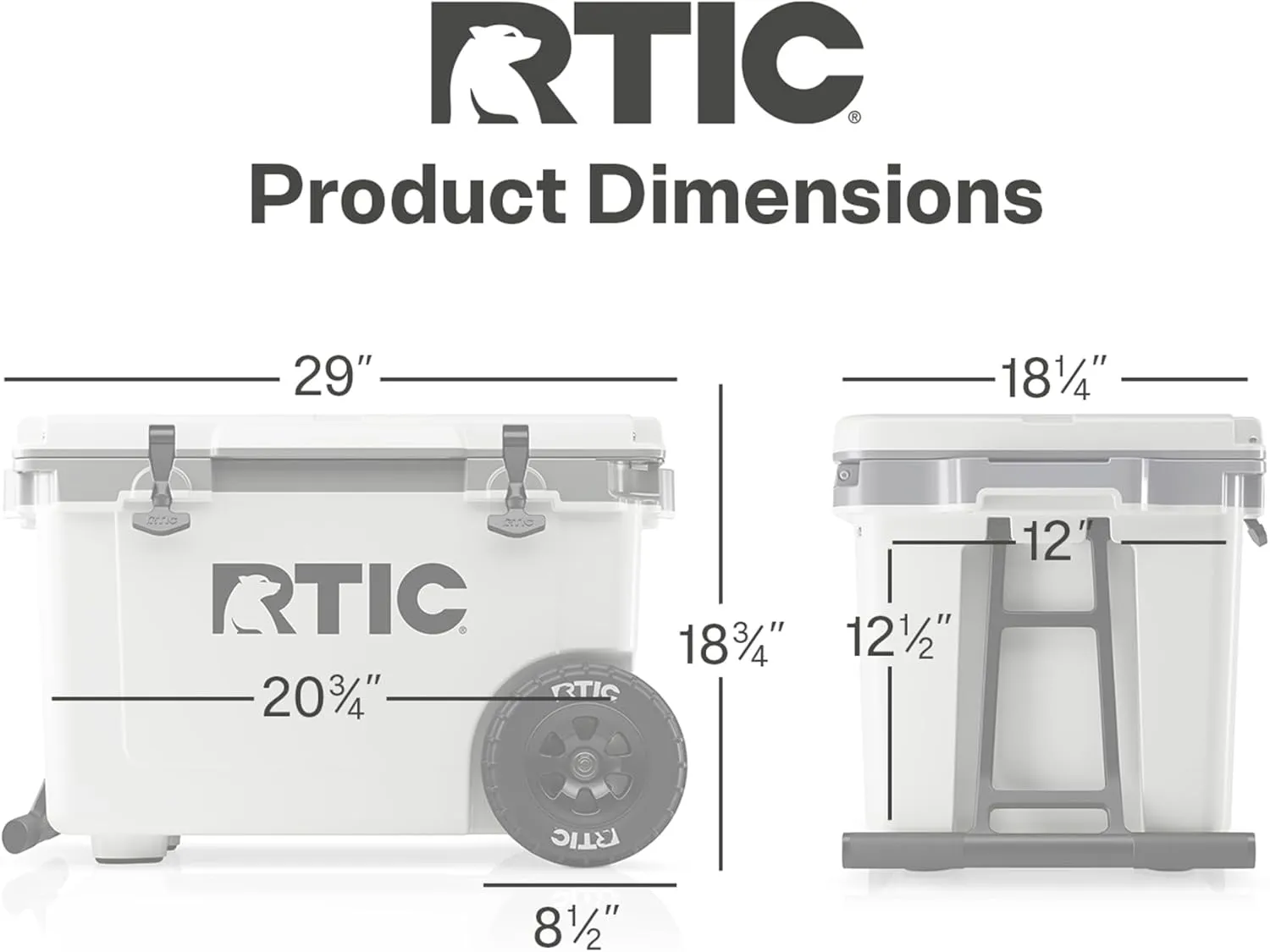 RTIC 52 Quart Ultra-Light Wheeled Hard Cooler Insulated Portable Ice Chest Box for Beach, Drink, Beverage, Camping, Picnic, Fishing, Boat, Barbecue, 30% Lighter Than Rotomolded Coolers