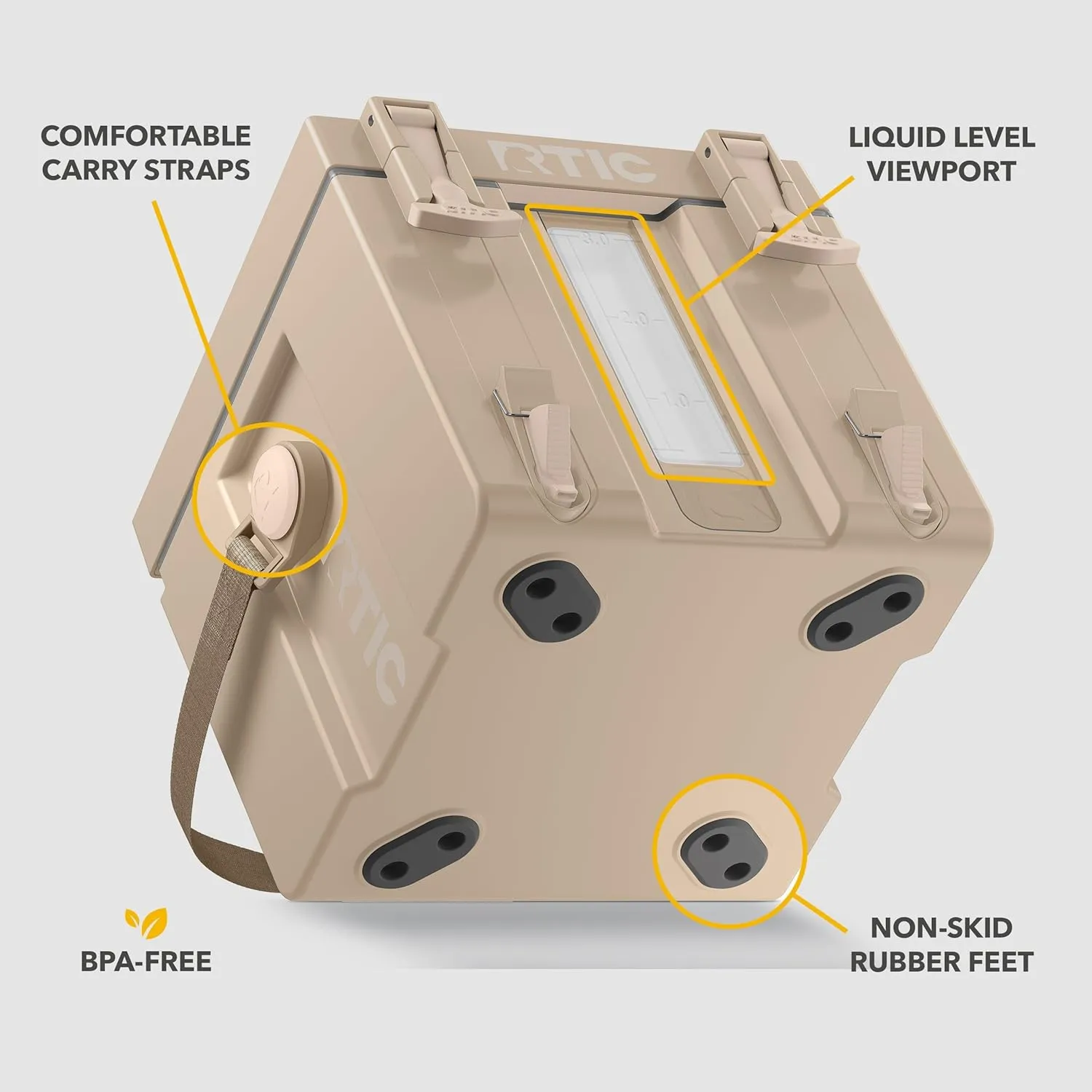 RTIC Halftime Water Cooler 3 Gallon Portable Carrier Container, Drink Beverage Dispenser, Stackable with 2 Taps, Bottleless, BPA-Free, for Sports, Camping, BBQ, Parties, Picnic, Beach