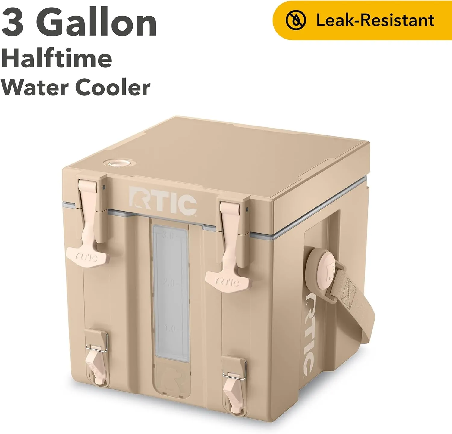 RTIC Halftime Water Cooler 3 Gallon Portable Carrier Container, Drink Beverage Dispenser, Stackable with 2 Taps, Bottleless, BPA-Free, for Sports, Camping, BBQ, Parties, Picnic, Beach