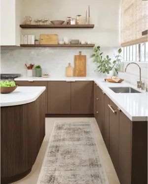 Ruggable Washable 2x7 Runner Rug, Sarrah Hazel, Premium Vintage Rugs for Hallway, Kitchen, Entryway, Living Room, Bedroom, Office with Gripper Non Slip Pad