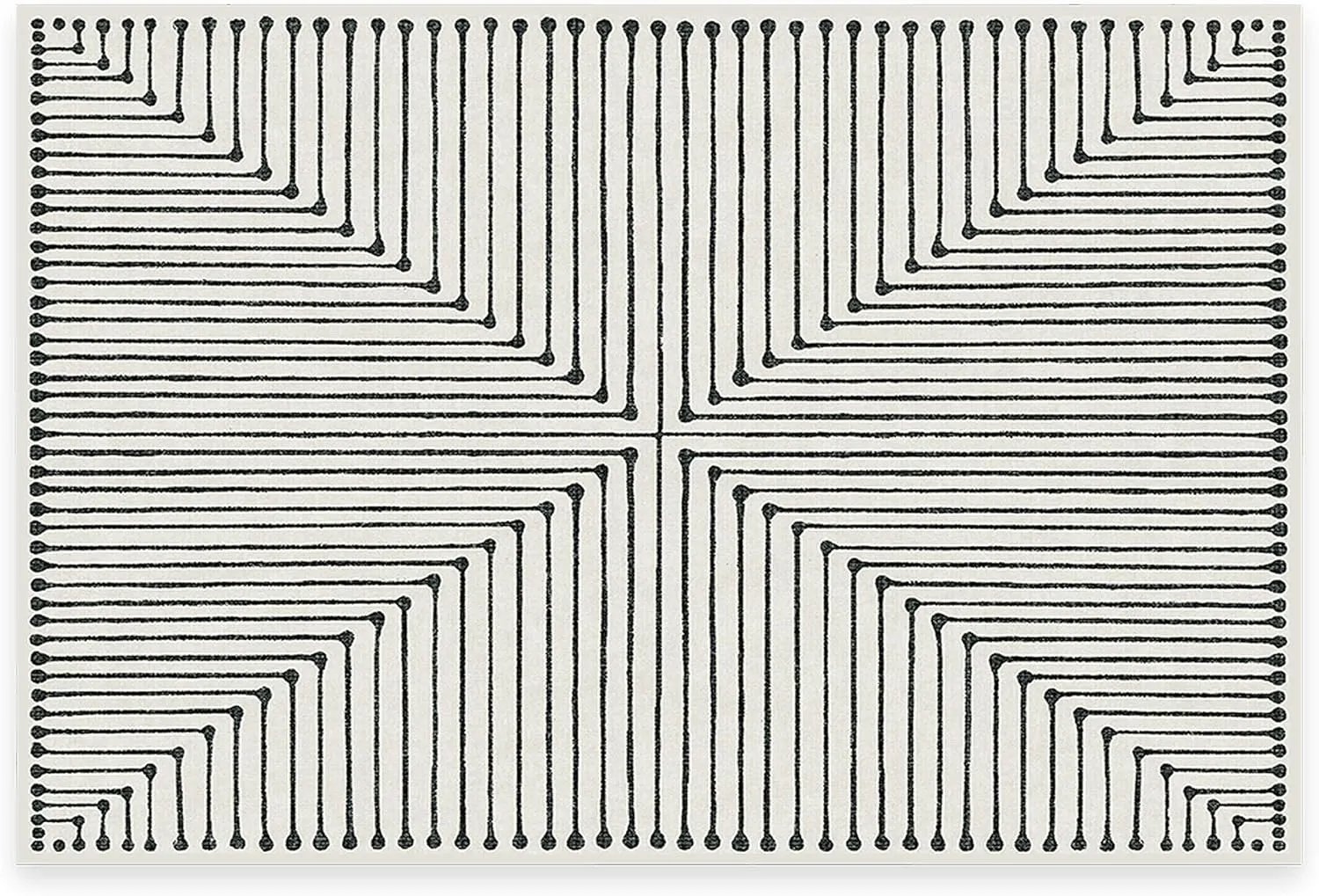 Ruggable x Jonathan Adler Washable 2x3 Area Rug, Black and White, Premium Modern Rugs for Living Room, Bedroom, Kitchen, Office, Classroom with Gripper Non Slip Pad, Inkdrop Black & Ivory