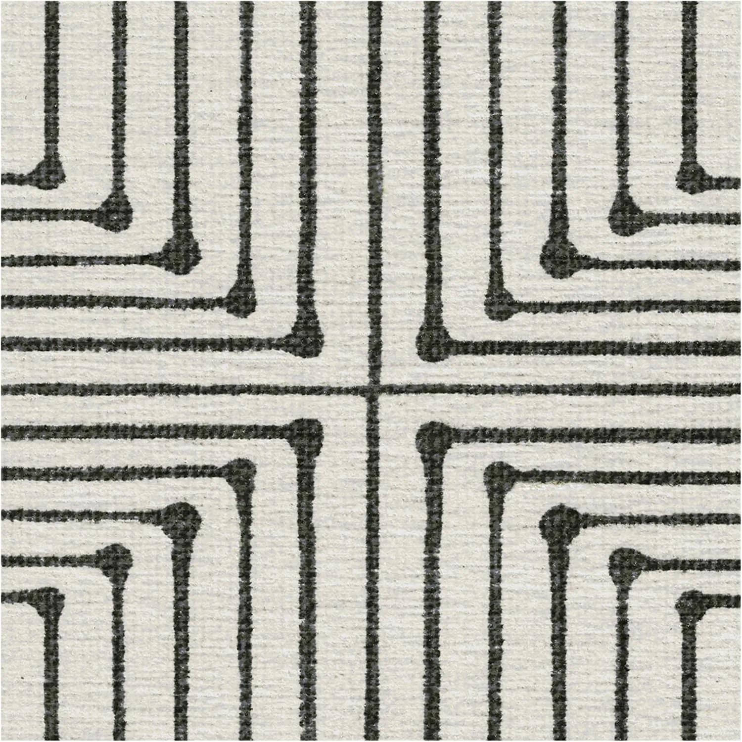 Ruggable x Jonathan Adler Washable 2x7 Runner Rug, Black and White, Premium Rugs for Hallway, Kitchen, Entryway, Living Room, Bedroom, Office with Gripper Non Slip Pad, Inkdrop Black & Ivory