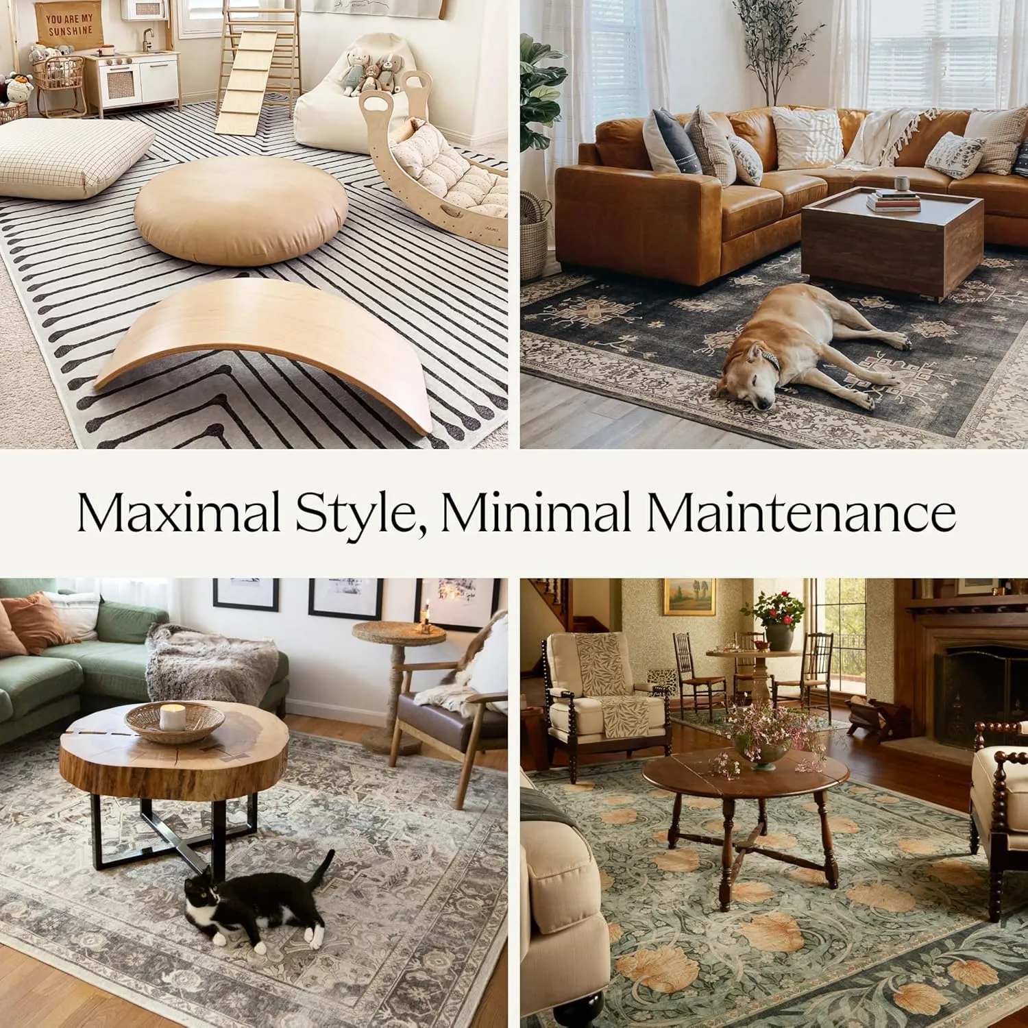 Ruggable x Jonathan Adler Washable 3x5 Area Rug, Inkdrop Camel & Ivory, Premium Modern Rugs for Living Room, Bedroom, Kitchen, Office, Classroom with Gripper Non Slip Pad