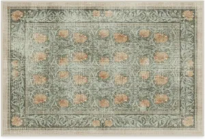 Ruggable x Morris & Co Washable 2x3 Area Rug, Pimpernel Vintage Green, Premium Rugs for Living Room, Bedroom, Kitchen, Office, Classroom with Gripper Non Slip Pad