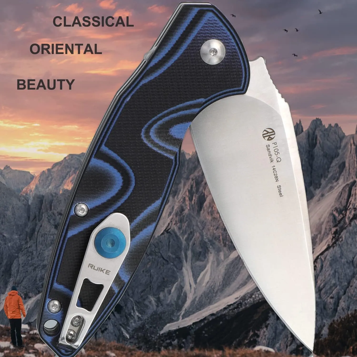 Ruike Small Pocket Folding Knife Tactical Knives Liner Lock 14C28N Stainless Steel with Pocket Clip Survival Scouts Knife Outdoor Mini ecd Ruike P105-Q add Multi Knife