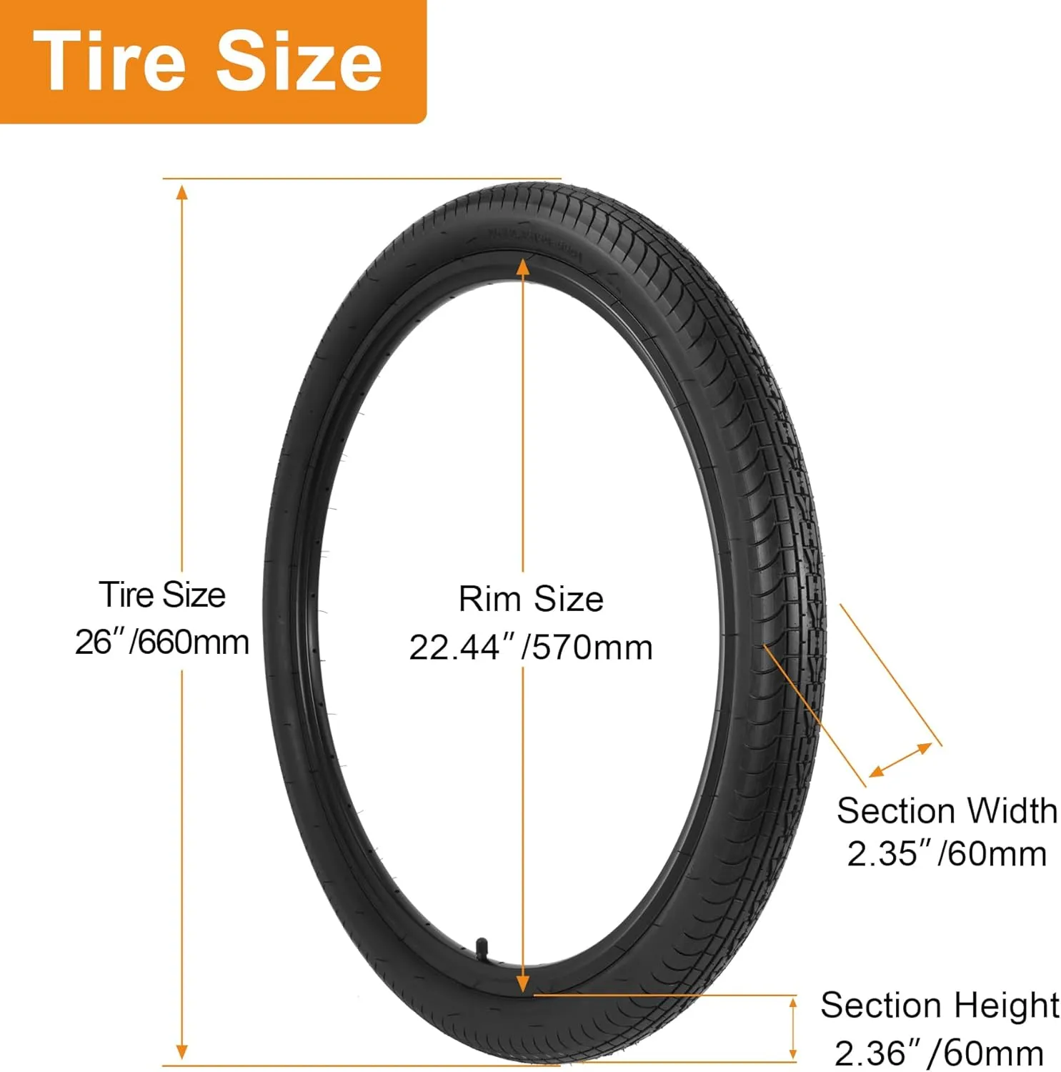 RUTU 2 Pack 26x2.35 Folding Bike Tires with Inner Tubes, 26 Inch Cruiser Bike Tire, 59-559 Bicycle Tires for Beach Bikes Hybrid Bicycles 26x2.30 26x2.35 26x2.40 2-PCS