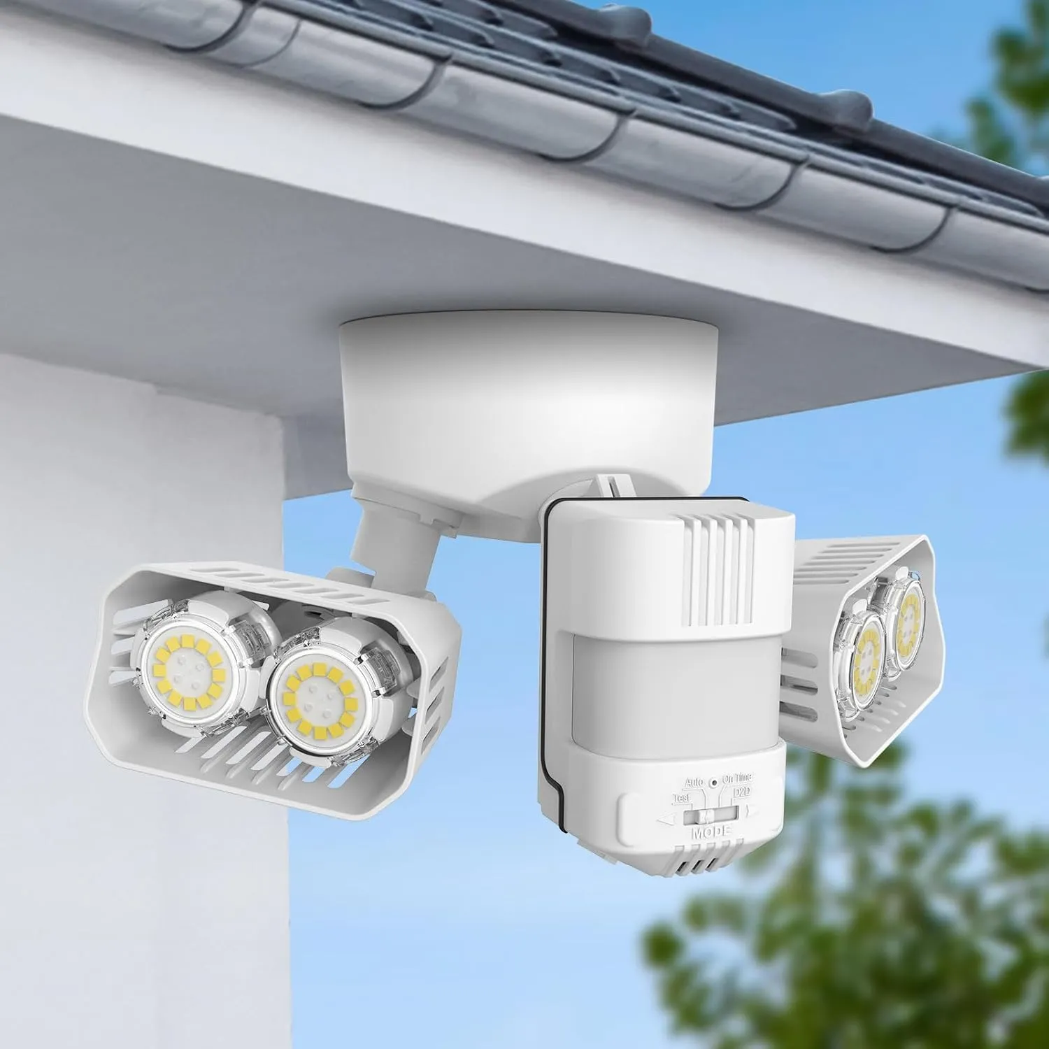 SANSI 28W 3500LM Motion Sensor Outdoor Lights, Flood Lights Outdoor Motion Sensor Security Lights Detector with 4 Mode 350W Equiv 5000K, IP65 Waterproof for Soffit, Garage, Yard (White) Hardwired