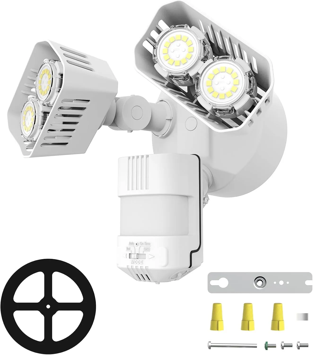 SANSI 28W 3500LM Motion Sensor Outdoor Lights, Flood Lights Outdoor Motion Sensor Security Lights Detector with 4 Mode 350W Equiv 5000K, IP65 Waterproof for Soffit, Garage, Yard (White) Hardwired