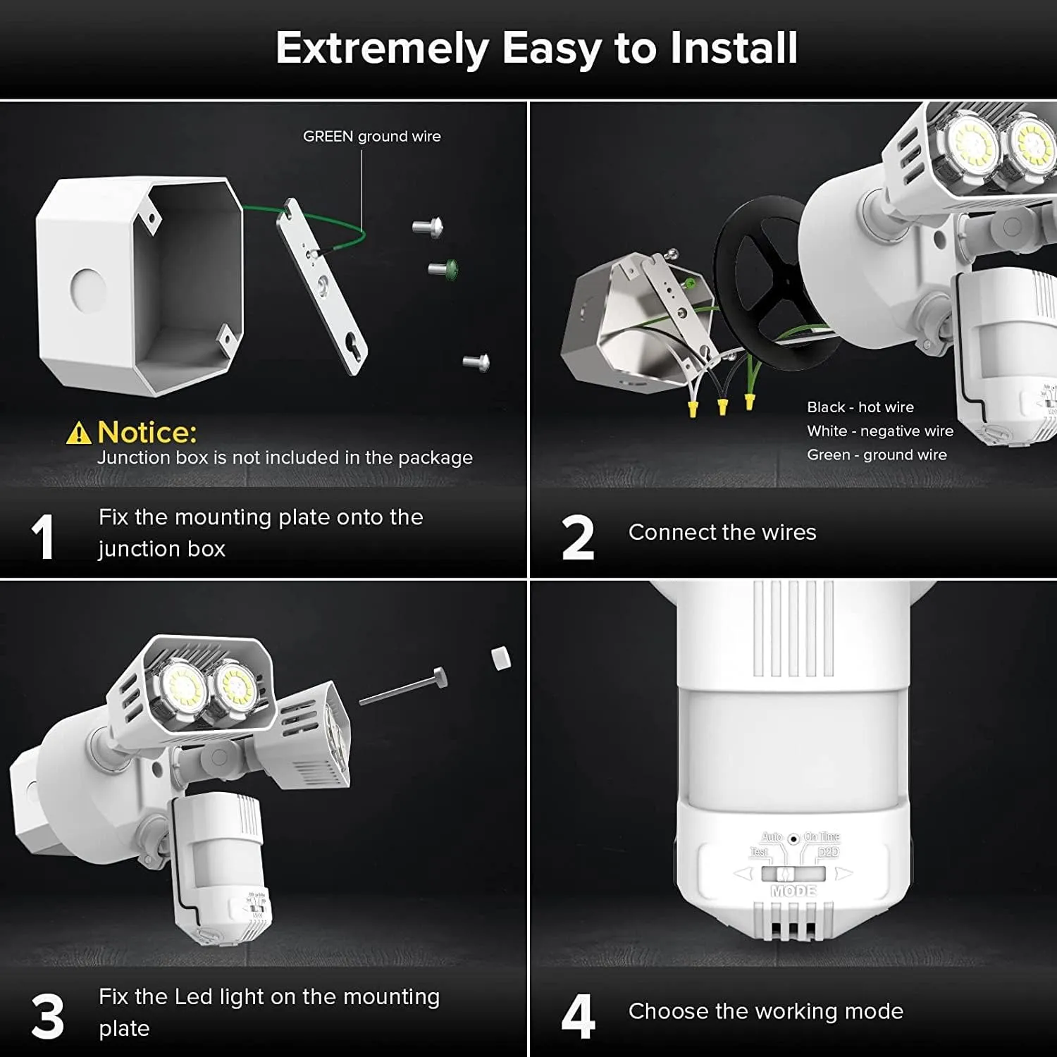 SANSI 28W 3500LM Motion Sensor Outdoor Lights, Flood Lights Outdoor Motion Sensor Security Lights Detector with 4 Mode 350W Equiv 5000K, IP65 Waterproof for Soffit, Garage, Yard (White) Hardwired