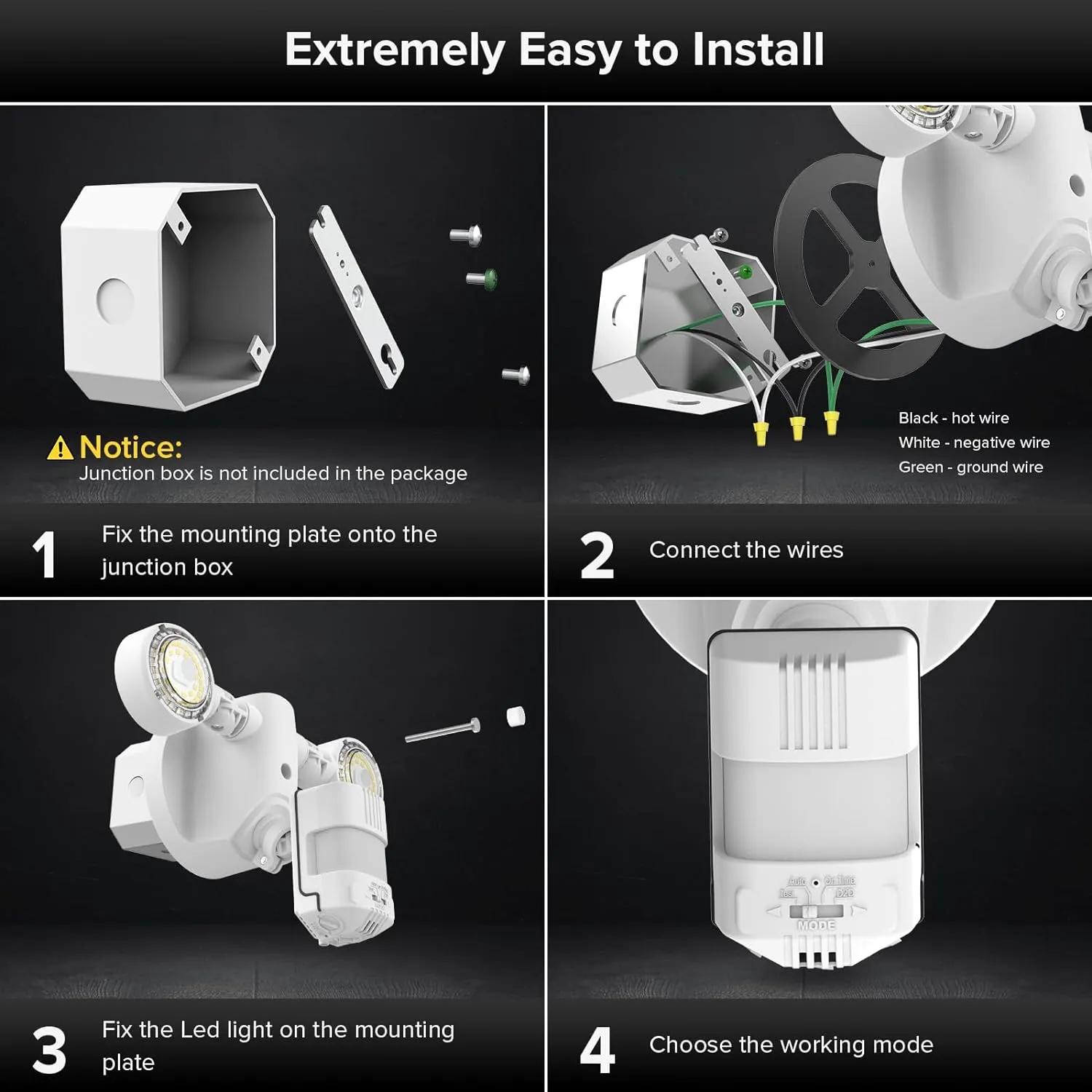 SANSI Upgraded 25W Motion Sensor Outdoor Light 3000LM Flood Lights Outdoor, 5000K Dusk to Dawn Security Light, 4 Modes, 320°Wide Angle Illumination Super Bright for Garage Yard Patio Wired Not Solar