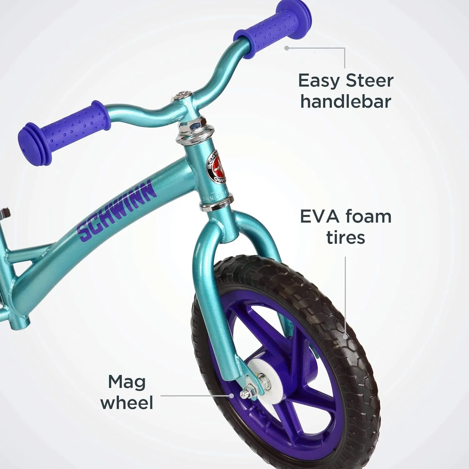 Schwinn Balance Bike, 12 Inch Bike for Kids Ages 2-4, Durable Steel Frame, Padded Seat, Cushioned Grips, Adjustable Seat Grows with Your Child, No Training Wheels Needed, Training Bicycle for Kids