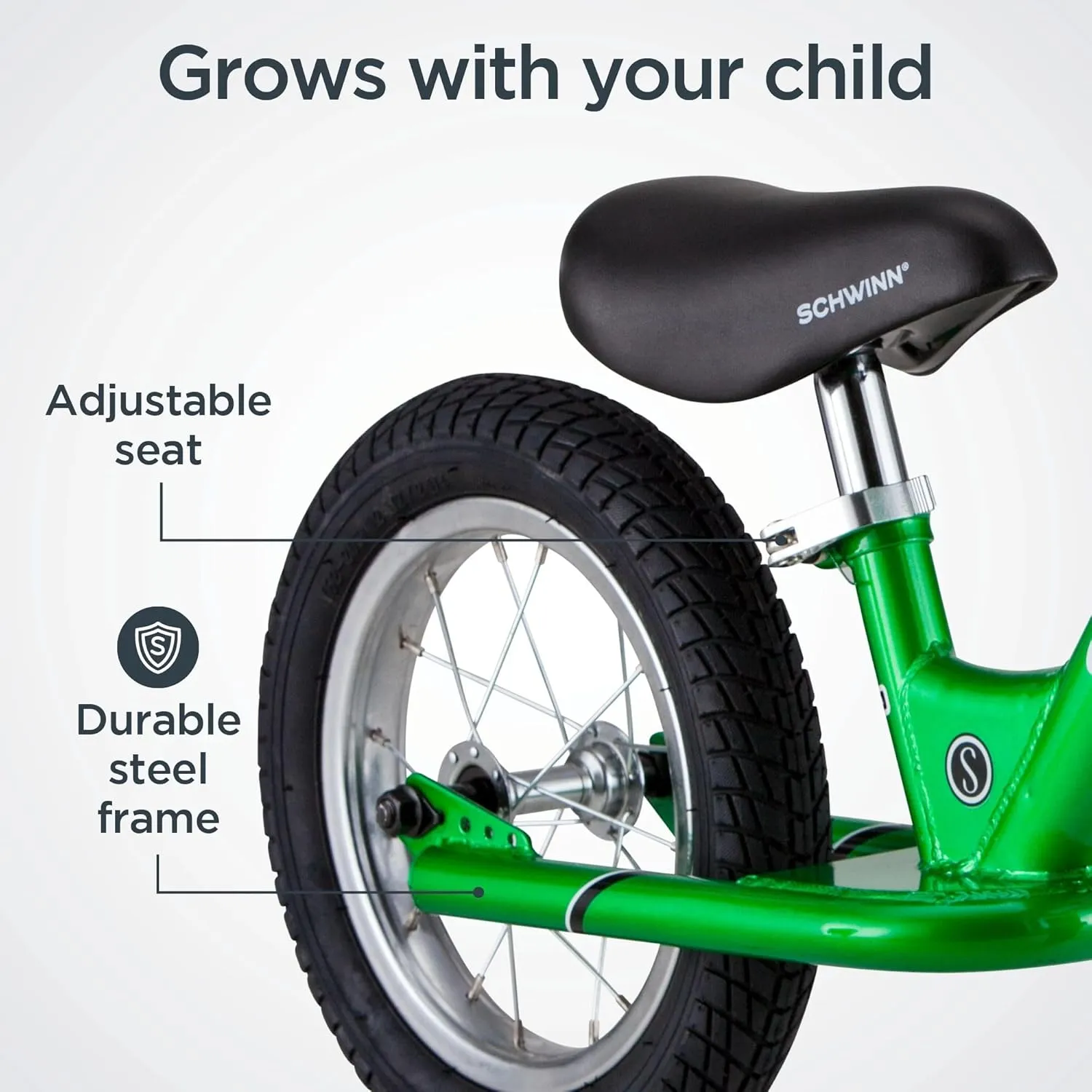 Schwinn Balance Bike, 12 Inch Bike for Kids Ages 2-4, Durable Steel Frame, Padded Seat, Cushioned Grips, Adjustable Seat Grows with Your Child, No Training Wheels Needed, Training Bicycle for Kids