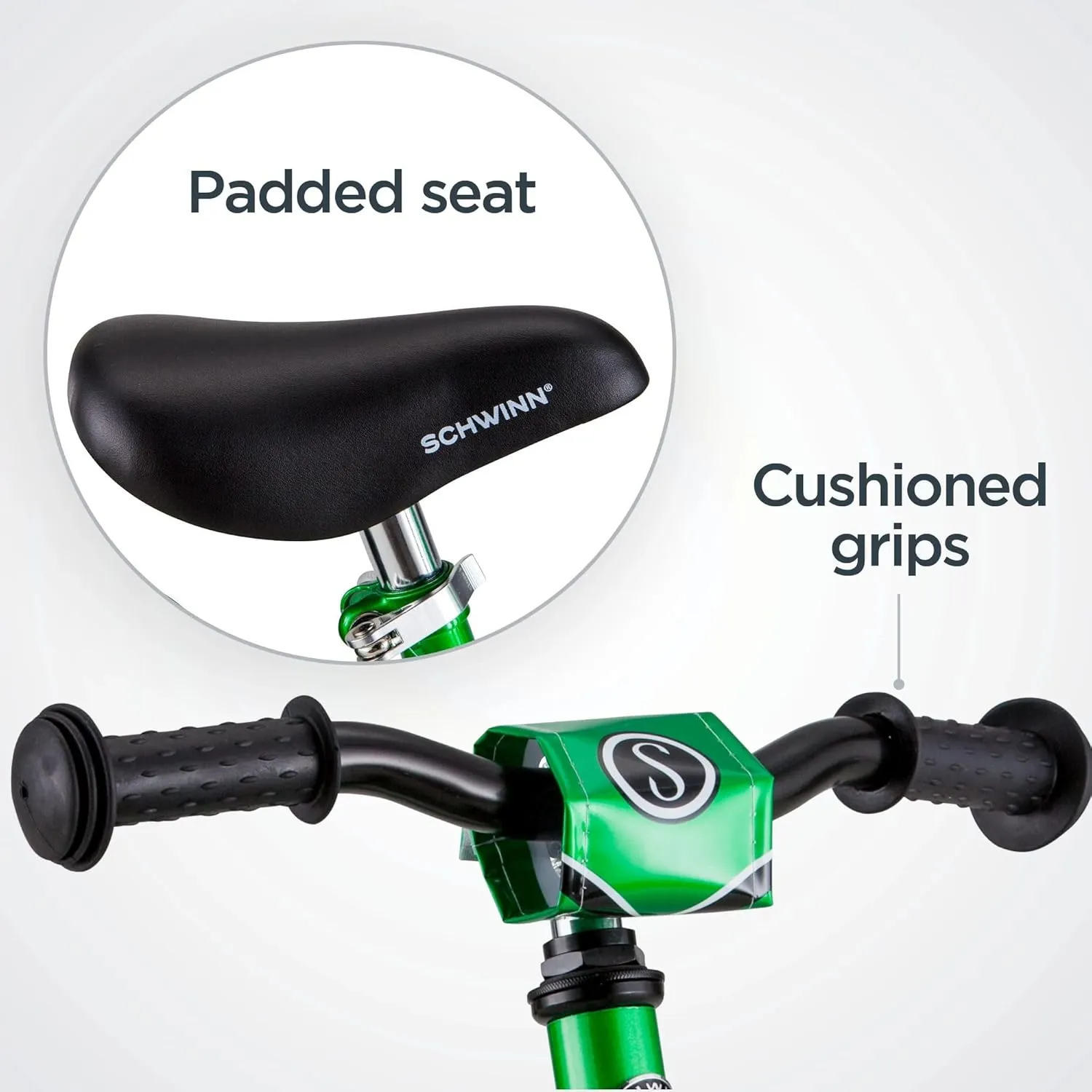 Schwinn Balance Bike, 12 Inch Bike for Kids Ages 2-4, Durable Steel Frame, Padded Seat, Cushioned Grips, Adjustable Seat Grows with Your Child, No Training Wheels Needed, Training Bicycle for Kids