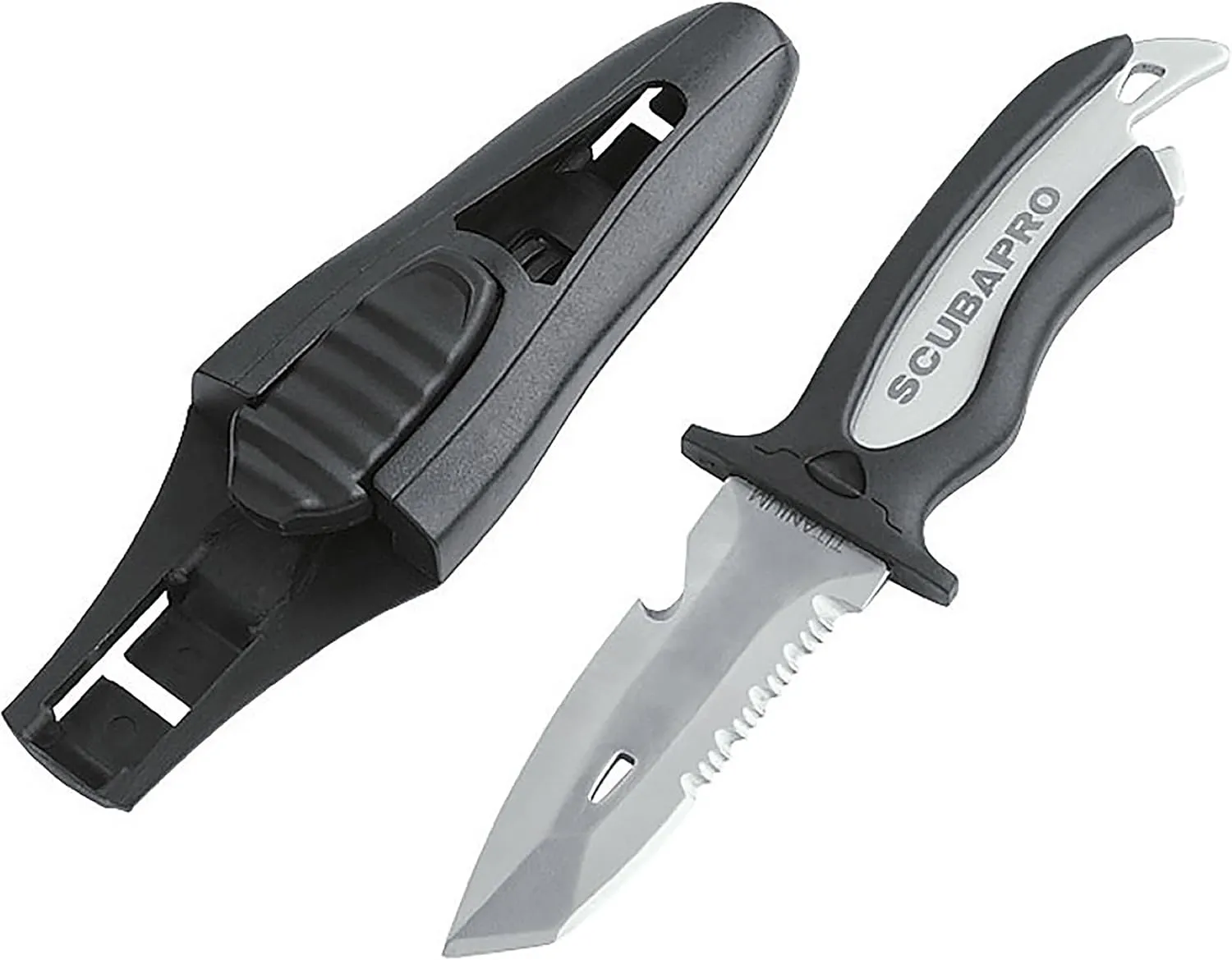 SCUBAPRO Mako Titanium Scuba Diving Knife with 3.5-Inch Blade, Includes Locking Sheath and BCD Mounting Kit