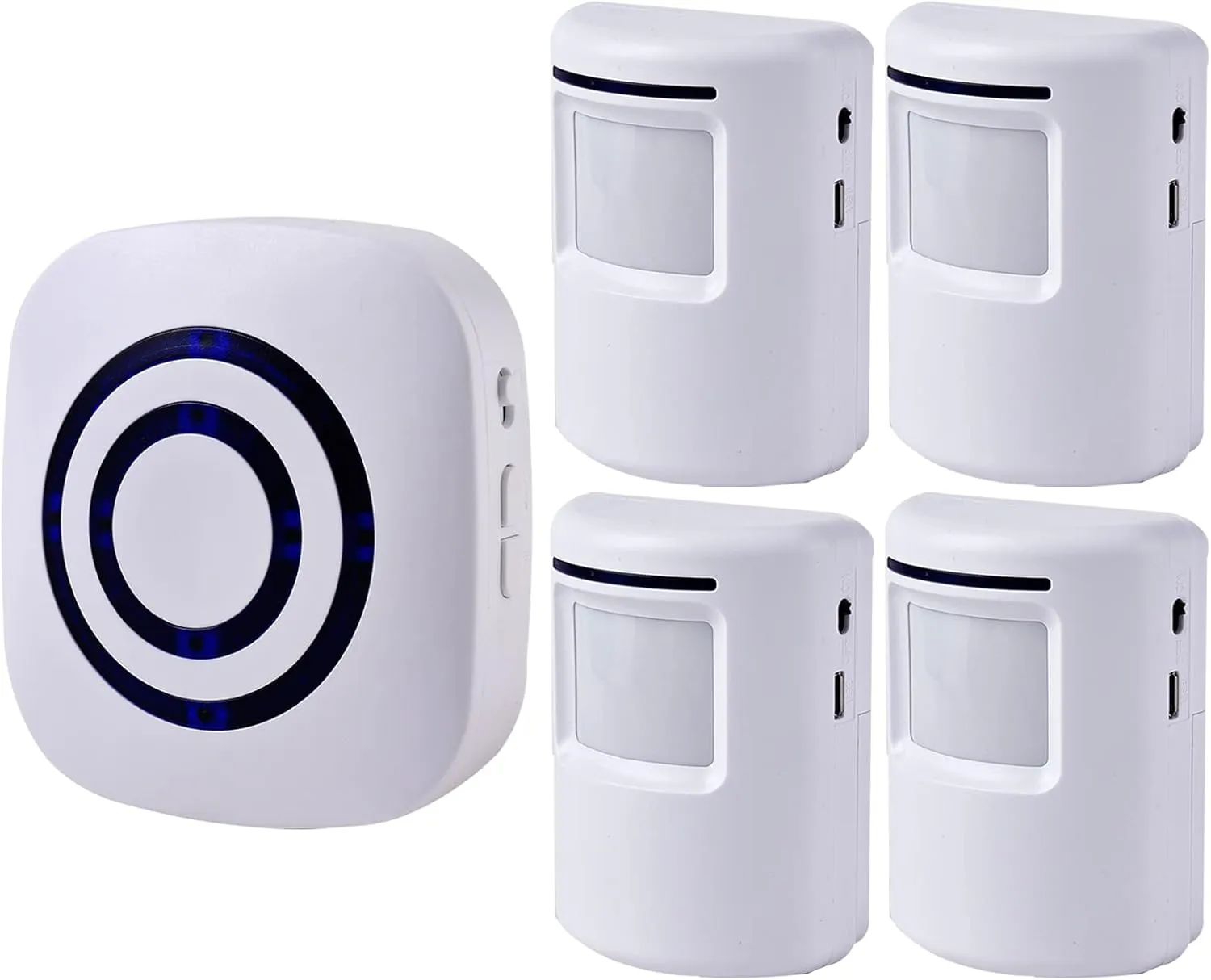 Seanme Motion Sensor Alarm, Wireless Driveway Alarm, Home Security Business Detect Alert with 4 Sensor and 1 Receiver,38 Chime Tunes - LED Indicators for Indoor Use